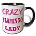 3dRose mug_175049_4 Crazy Flamingo Lady - Two Tone Black Mug, 11oz