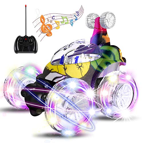 UTTORA Remote Control Car, Invincible Tornado Twister Remote Control Truck,360 Degree Spinning and Flips with Color Flash & Music for Kids (Camouflage Color)