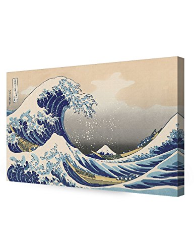 DecorArts - The Great Wave off Kanagawa by Katsushika Hoki. Classic Art Reproduction, Giclee print on canvas stretched gallery wrapped 36x24"