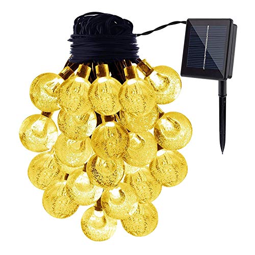 ALHXF Waterproof Solar Crystal Ball String Lights (189in,20 LED) Indoor Outdoor Globe Fairy Stri ...