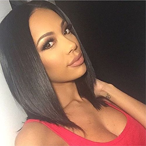Short human hair wig middle part bob wigs brazilian sil…