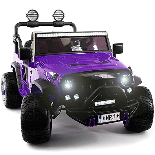 TRUCK 2020 Two (2) Seater Ride On Kids Car w/ Remote Control | Large 12V Power Battery Licensed Kid Car to Drive w/ 3 Speeds, Leather Seat, MP3 Music Player Bluetooth FM Radio, Foam Rubber Tires - Thumbnail 6