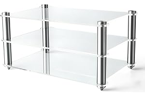 KGUSS Mini Audio Component Rack Acrylic 2-Layer Rack Aluminium Holders Small Desktop Transparent Rack for HiFi Audio Equipment dac Amplifier Amp…
