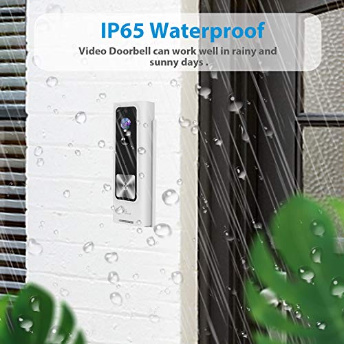 WiFi Video Doorbell, NGTeco Wireless Security Doorbell Camera, 1080P Wide Angle, 2-Way Audio, IP65 Waterproof, Motion Detection, Night Vision for Home Security