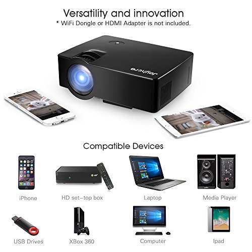Projector,Full HD 2500Lumens Video Projector, Joyhero Portable Mini LED Projector 1920x 1080 Support 1080P HD for Home Cinema Theater Entertainment, Support PS4,Xbox HDMI/TF Card Slot/USB/VGA.(Black) - Thumbnail 6