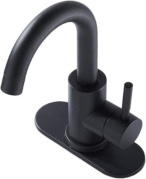Single Handle Swivel Bathroom Sink Faucet Matte Black Bar