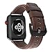 Apple Watch Band 42mm, Youkex Genuine Leather Strap Replacement Wristband with Black Stainless Steel Clasp for Apple Watch Series 3, Series 2, Series 1 Sport and Edition Women Men (Dark Brown, 42mm)