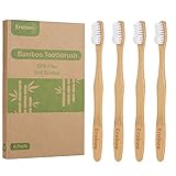 Natural Organic Bamboo Toothbrush Eco-Friendly Biodegradable Bamboo Handles BPA Free Soft Nylon Bristles, 4 Packs For Adult Dental Care