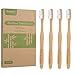 Natural Organic Bamboo Toothbrush Eco-Friendly Biodegradable Bamboo Handles BPA Free Soft Nylon Bristles, 4 Packs For Adult Dental Care