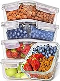 Prep Naturals Glass Meal Prep Containers (5 Pack, 36 Ounce) - Glass Food Storage Containers with Lids - Food Containers Food Prep Containers Glass Storage Containers with Lids Glass Lunch Containers