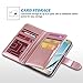 ULAK Galaxy S7 Case, Magnetic Premium PU Leather Flip Wallet Case Stand Folio Cover with Built-in 9 Slots and Wrist Strap for Samsung Galaxy S7 (5.1 inch) 2016 Release (Rose Gold) Will not Fit S7 Edge