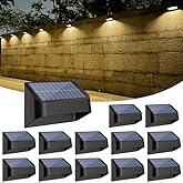 Brighter Solar Fence Lights,Solar Lights Outdoor Waterproof,Warm White and RGB 8 Colors,Dusk to Dawn Deck Light, Outdoor Lighting for Backyard/Railing/Wall/Step/Patio(12 Pack,Black)
