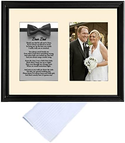 Father of the Bride Gifts, Dad Gifts from Daughter on Her Wedding Day With Papa Approved Hankie, Sentimental Daddy Poem 8x10 Black Picture Frame - Add A Photo by Words Matter Gifts