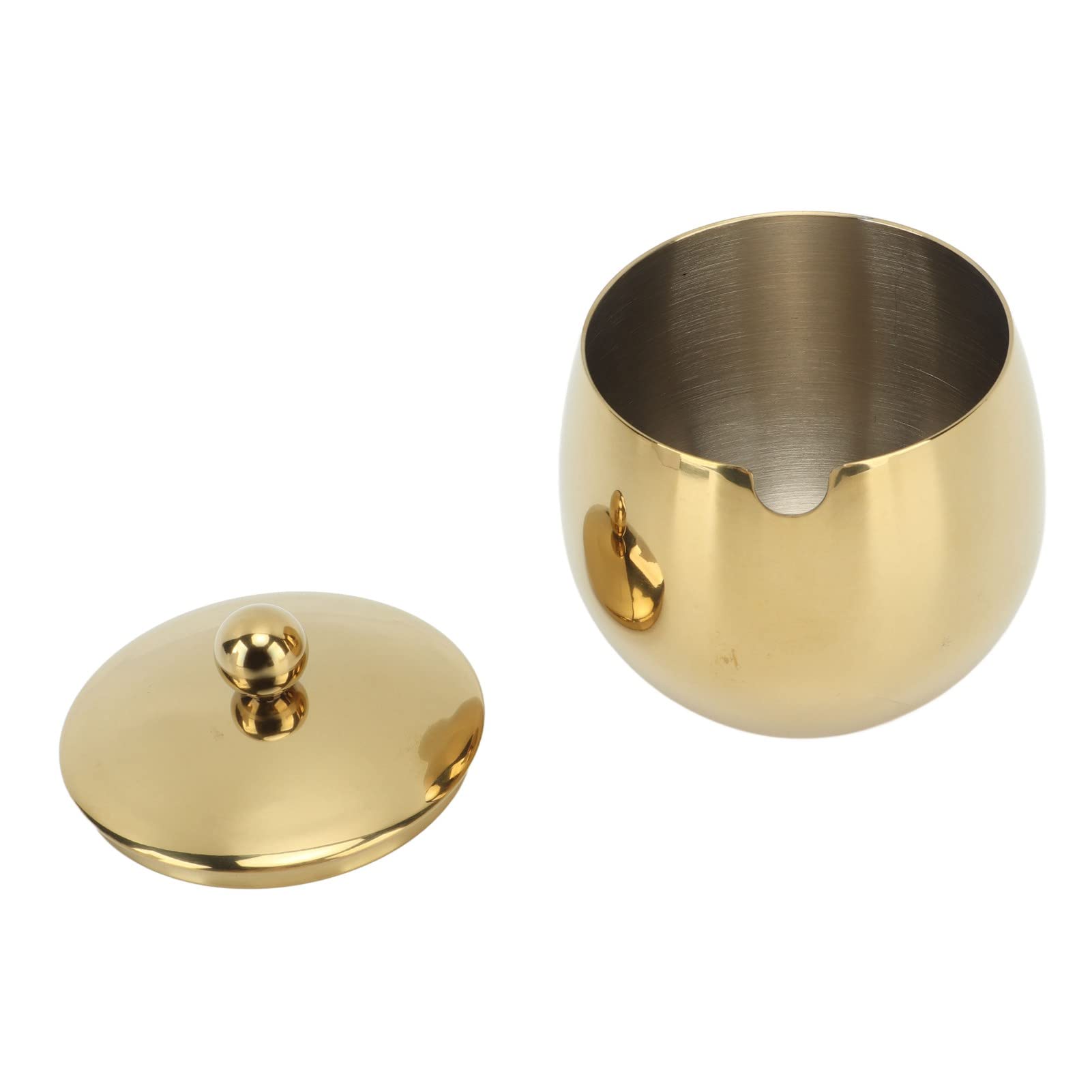 Sugar Pot, Sugar Bowl with Lid, Spice Tin Solid Polished Finish Drum Shaped Stainless Steel Sugar Bowl with Lid Sugar Container for Home (Gold)
