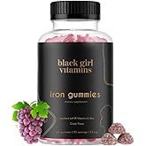 Black Girl Vitamins - Iron Gummies (20 mg), Supports Iron Deficiency & Anemia, Gluten-Free, Gelatin Free, Made in The USA (Grape, 60 Count) 30 Day Supply