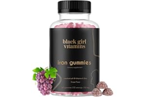 Black Girl Vitamins - Iron Gummies (20 mg), Supports Iron Deficiency & Anemia, Gluten-Free, Gelatin Free, Made in The USA (Grape, 60 Count) 30 Day Supply