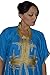 Moroccan Caftan Hand Made Breathable Cotton with Gold Hand Embroidery Long Light Blue
