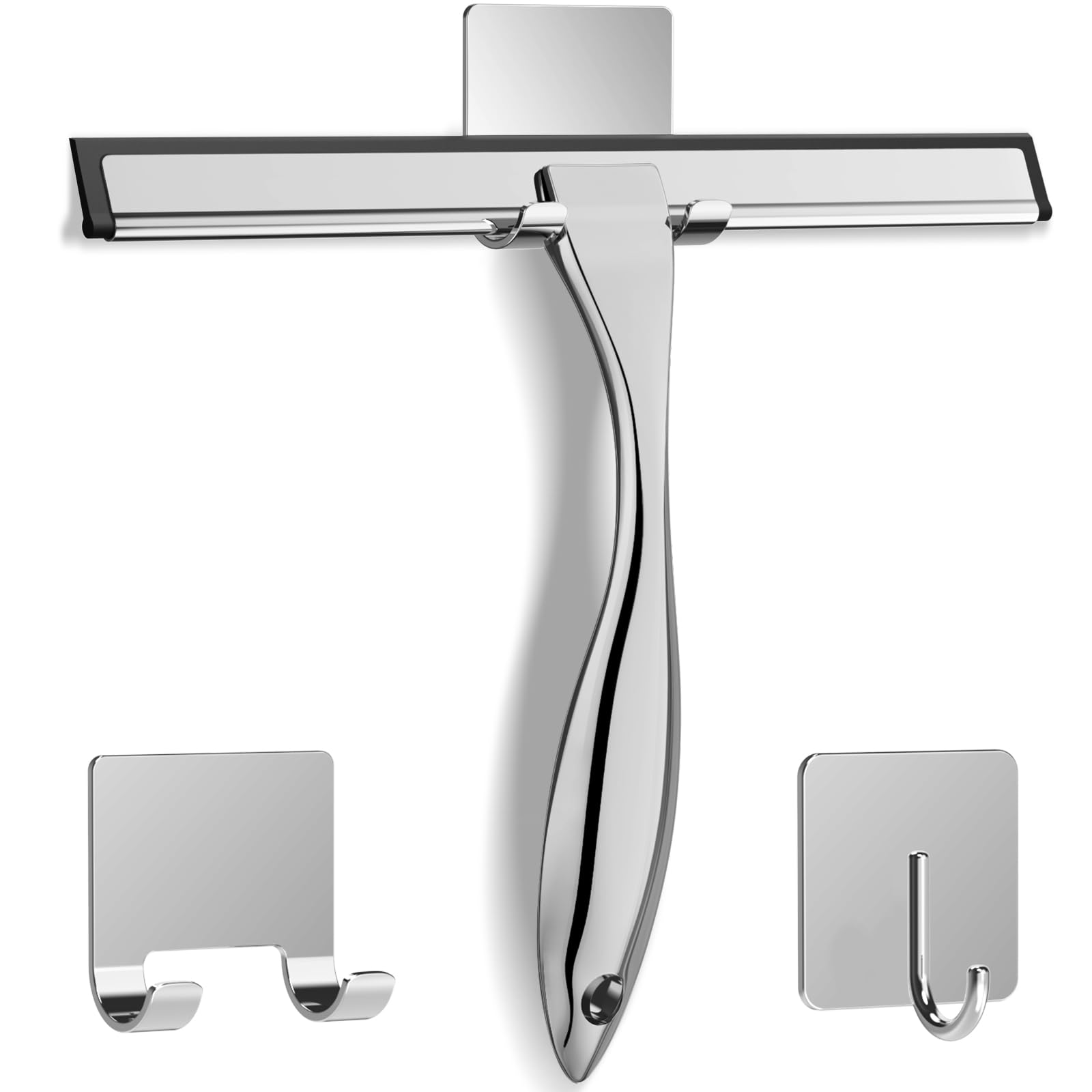 All-Purpose Shower Squeegee For Shower Doors, Bathroom, Window And Car Glass, Ergonomic Non-Slip Handle By
