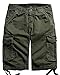 JoJoJoy Men's Casual Loose Fit Cargo Shorts, Straight Multi-Pocket Cotton Outdoor Wear Atrovirens Size 36