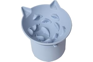 AVYDIIF Elevated Cat Bowl, Silicone Cat Bowls for Food and Water, Wide Shallow Cat Food Dish, Whisker Fatigue, Lead & Cadmium Free, Great Height for Cat (Blue, 1Pack)