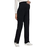 AMPOSH Women's Maternity Scrub Pants with 6 Pockets Stretchy Straight Leg Pregnancy Workwear