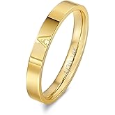 YURZA 14K Gold Filled Initial Rings for Women Non Tarnish Thumb Rings Wedding Bands for Women Stackable Personalized Letter Rings for Men
