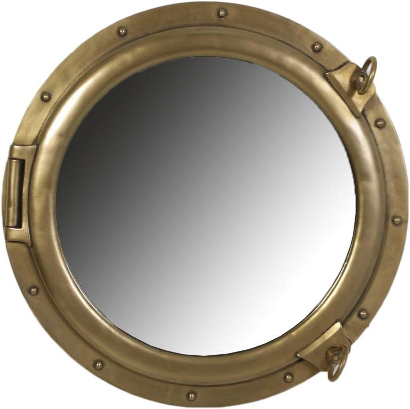 Amazon Com Nautical Tropical Imports Porthole Mirror Antique Brass Finish Wall Mount 24 Inches Home Kitchen