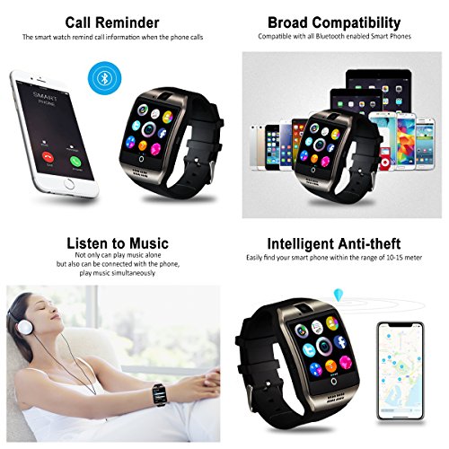 Smartwatch con Whatsapp,Bluetooth Smart Watch Pantalla táctil,Reloj Inteligente Hombre con Cámara, Impermeable Smartwatches Telefono Sport Fitness Tracker Compatible Android iOS...