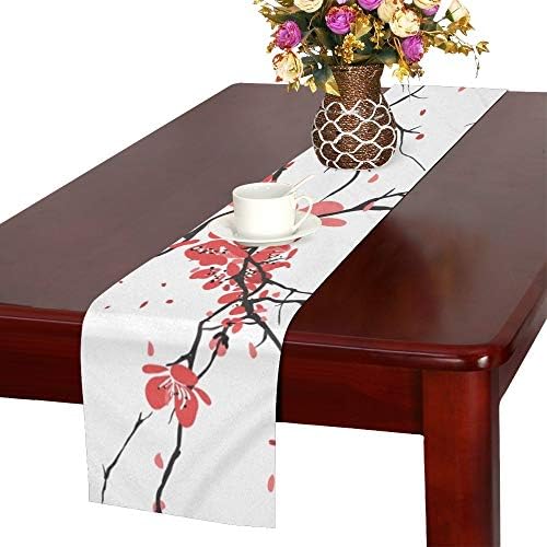 WHIOFE Cherry Sakura Table Runner, Kitchen Dining Table Runner 16 X 72 Inch for Dinner Parties, Events, Decor
