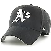 47 Brand MLB Black White Primary Logo MVP Adjustable Structure Baseball Cap Hat, Adult One Size Fits All