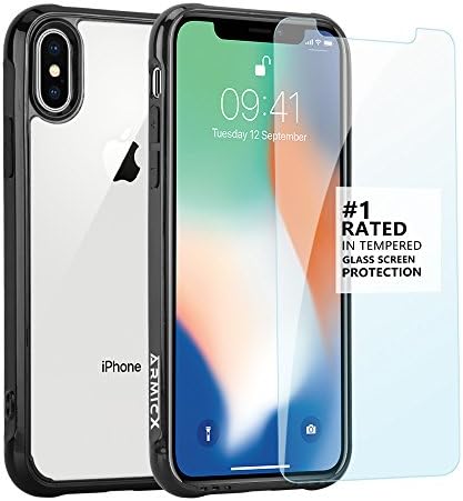 ARMICX iPhone X Case, Full Body Protection Air Cushion iPhone X Case [ premium TPU&PC Anti Scratch Clear Back] Slim Hybrid Plus Shock Absorption For Apple iPhone X (2017) Bonus Glass Screen Protector