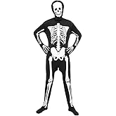 EraSpooky Halloween Men Skeleton Jumpsuit Costume Luminous Skull Skin Full Body Tights Suit