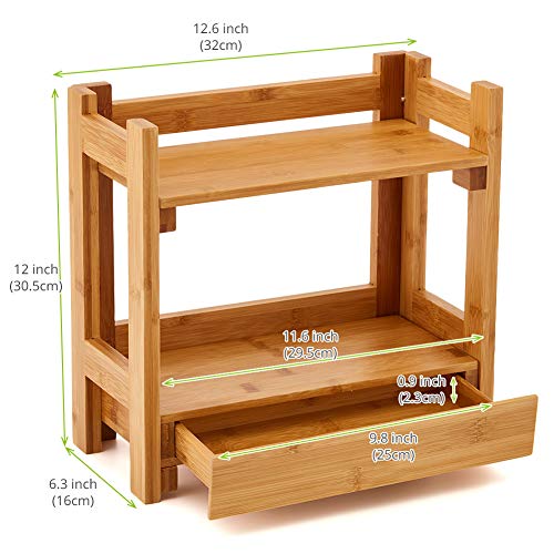 EZOWare Cosmetic Organizer, 2-Tier Multifunction Bamboo Make Up Skin Care Storage Organizer Rack Holder for Kitchen Countertop Bathroom, Bedroom - Thumbnail 4