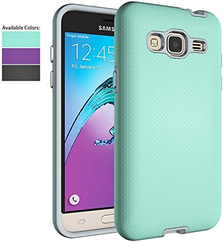 Galaxy J3 V Case,Galaxy Sky Case,Galaxy Amp Prime/Express Prime/Sol Case for Girls Women,NiuBox Hybrid Armor Shock Absorption Protective Phone Case for Samsung Galaxy J3 (2016) 6 - Turquoise