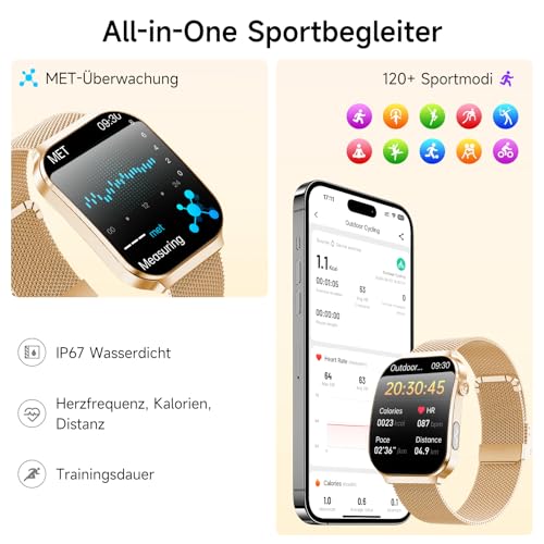 Lgnitek 2026 Women's Smartwatch with ECG + HRV/BMI/Micro Health Check/Uric Acid, 2.2 Inch Upgrade 3D Curved Display Health Watch with 24H Blood Pressure Heart Rate Sleep Monitor for Android/iOS