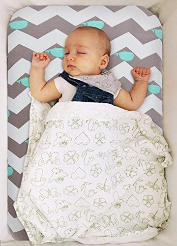 cosmoplus Bassinet Sheet Set -2 Pack Stretch Fitted Cradle Fitted Sheets for Bassinet Pads/Mattress, for Boys Girls,Unisex,Ultra Soft,Whale/Cloud - Thumbnail 6