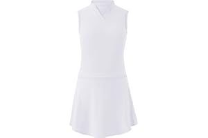 LIONJIE Kids Girls Tennis Golf Dress Outfit Sleeveless Athletic Skirts Dress V Neck Activewear Sets with Pockets 4-13Y
