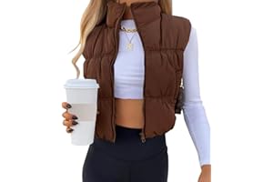 SySea Women's Crop Puffer Vest Winter Zip Up Lightweight Sleeveless Warm Outerwear Padded Coat
