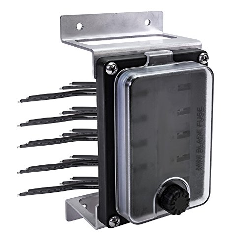 10 Way Waterproof Fuse Box for Automotive [Mini Blade Fuses] [14AWG Wires] [200 Amp] [Up to 20A per Socket] [LED Indicator] [12V - 32V DC] Auto Marine Fuse Block
