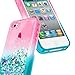 iPhone 4S Case, iPhone 4 Glitter Case for Girls Kids Women, NageBee Liquid Quicksand Waterfall Floating Sparkle Shiny Bling Diamond Cute Case for iPhone 4/4S -Pink/Aqua