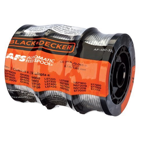 Black and Decker AF-100-3ZP 30ft 0.065" Line String Trimmer Replacement Spool, 3-Pack (Renewed)