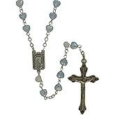 Needzo Blue Bead Rosary with Sacred Heart of Jesus Centerpiece, 14 Inch