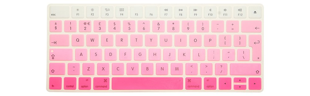MMDW Premium EU Layout Spanish Ultra Thin Soft-touch Silicone Keyboard Protective Cover Skin Protector for Magic Wireless Keyboard MLA22L/A A1644 (2015 Released)-Ombre Pink