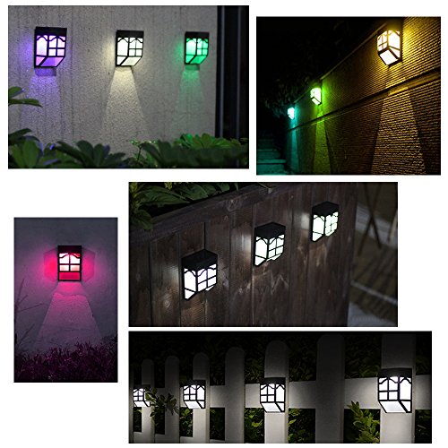 OWSOO Solar Energy Lamp Outdoor Fence Lamps Garden Waterproof Landscape Courtyard Lights Street Stair Wall Colorful Light With Three-way Switch(OFF—CYCLE—LOCK)