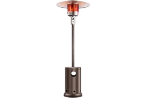VEVOR Patio Heater for Outdoor Use, 50000BTU Propane Heater Tall Hammered With Round Table Design, Metal Burner and Wheels, F