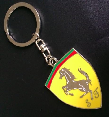 Silver Alloy Car Emblem Logo Keychain Key Chain Keyring Key Ring for Lexus Toyota GTR Ferrari Lamborghini Honda Audi BMW Mercedes Mazda Subaru Nissan Mustang Volkswagen (For Ferrari)