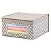mDesign Soft Stackable Fabric Closet Chevron Storage Organizer Holder Box - Clear Window, Attached Hinged Lid, for Child/Baby Room, Nursery, Playroom - Medium, Zig Zag Pattern in Taupe/Natural