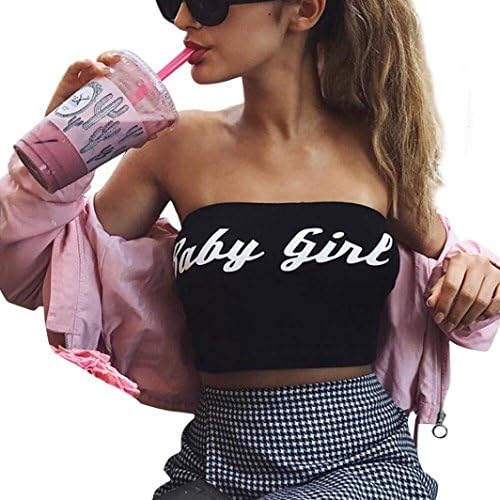 Clearance! Sexy Fashion Womens Letter Print Casual Tank Tops Vest Halter Blouse T-Shirt (M, Black)
