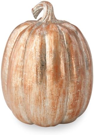 October Hill Metallic Patina Pumpkin of Mine Decoration, 5.25 by 10.25-Inch