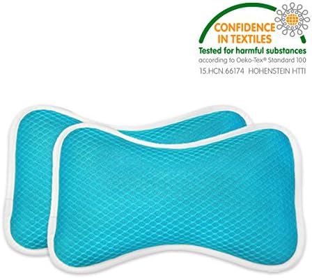 2 Pcs Neck Support Relaxation Bath Pillow, Ergonomic Design Non-Slip Bathtub Pillow with Suction Cups, 3D Mesh Filling for Comfortable Bathing Experience - Small - Blue